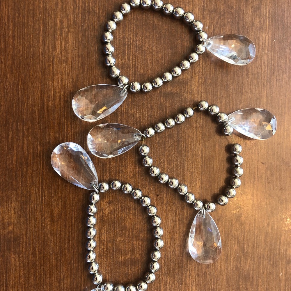 3 Silver Plated  Beaded Bracelets